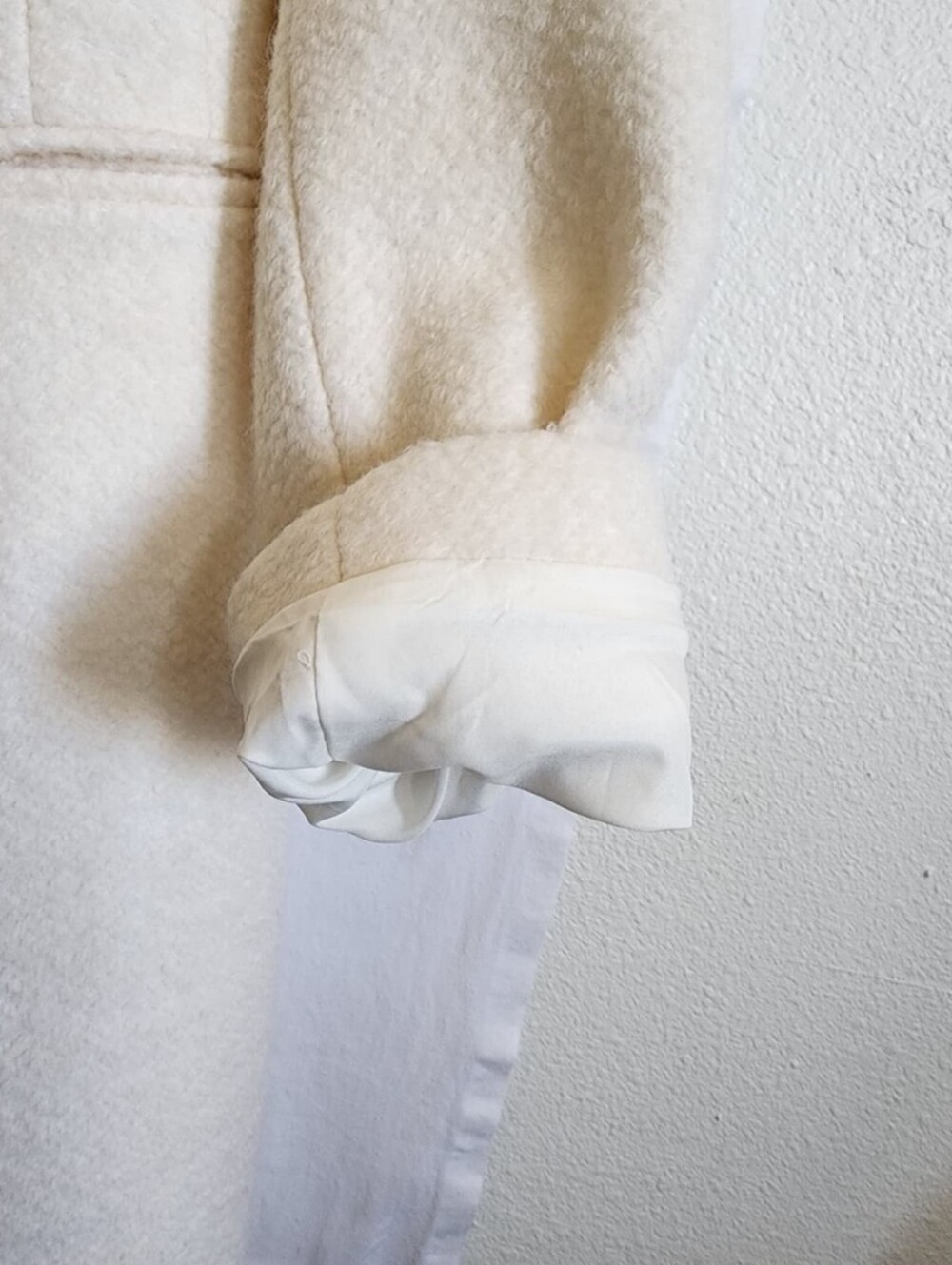 Ann Taylor Ivory Double-Breasted Long Wool Coat. - Picture 7 of 16